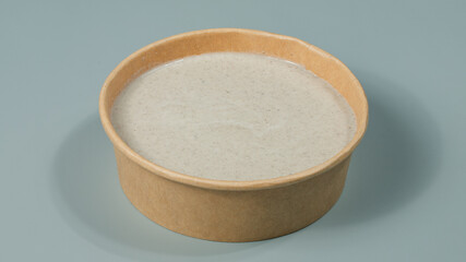 Bowl of mushrooms soup isolated