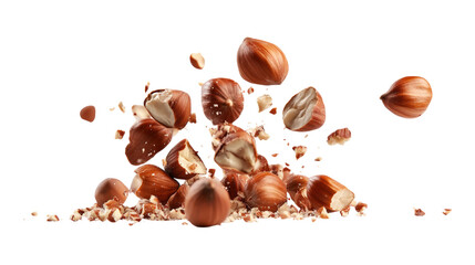 A pile of nuts and a pile of crushed nut