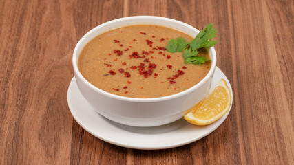 Lentil soup bowl isolated