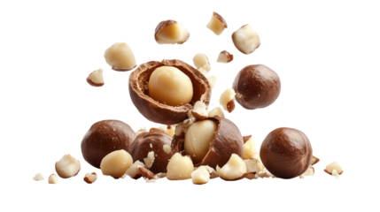 A pile of nuts with some of them open