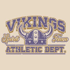 Vikings Spirit Team Athletic Department Retro Design.