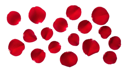 Scattered Red Rose Petals on a Transparent PNG Image for Valentine's