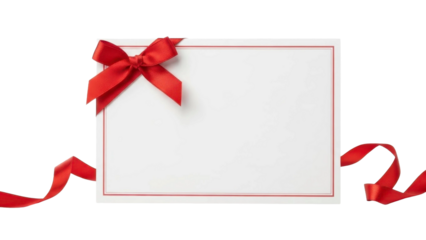 Valentine's Blank Framed PNG Image with Red Ribbon on Transparent Background