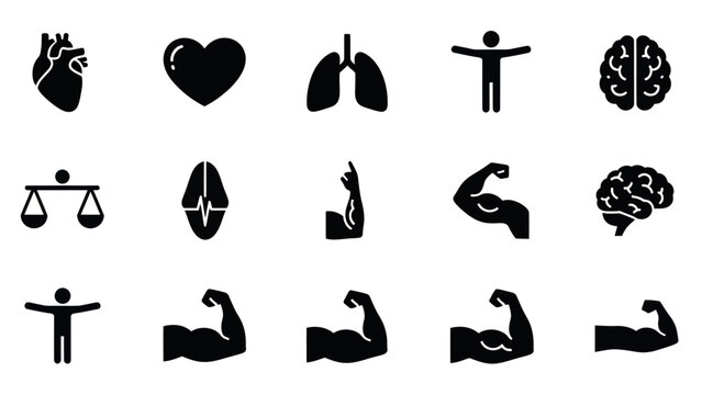 Human body organs icons set health and wellness visuals isolated