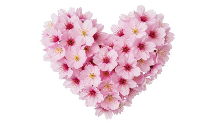 Pink Flowers Arranged in Heart Shape on a Transparent Background PNG