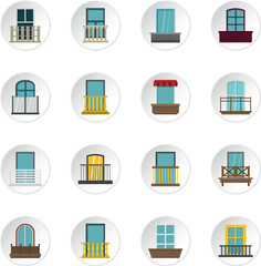Window forms icons set in flat style