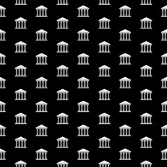 Naklejka premium Bank or Government building seamless pattern isolated on black background