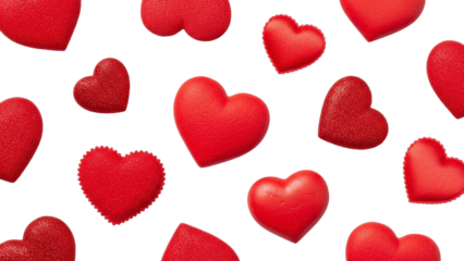 Red Hearts Scattered on Transparent Background PNG Image for Valentine's