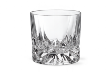 Elegant crystal glass with transparent background ideal for product shots.