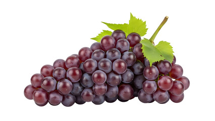A vibrant bunch of dark purple grapes with fresh green leaves a healthy fruit presentation isolated on transparent background