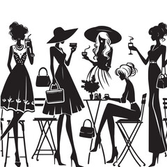 giirls silhouette sitting at cafe