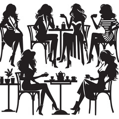 silhouettes of women in cafe