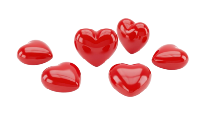 Floating Red Heart Candy Boxes on a Transparent Background PNG Image