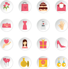 Mothers day icons set in flat style