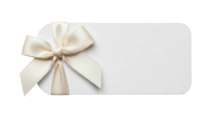 White Gift Tag with Cream Ribbon on Transparent Background PNG Image