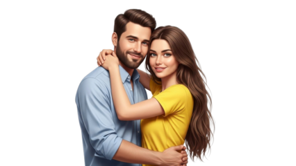 Loving Couple Hugging on a Transparent PNG Image