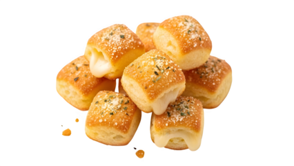 Delicious golden brown cheese bread rolls isolated on transparent background a tempting bakery item for food presentations
