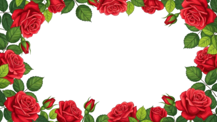 Rose Flower Frame Decoration on a Transparent Background PNG Image