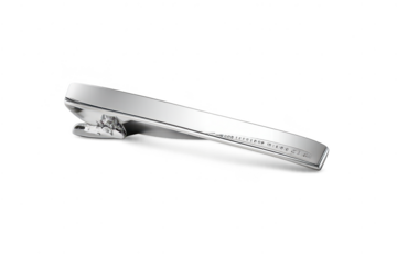 Sleek Silver Tie Clip, Isolated on transparent background, Formal Wear