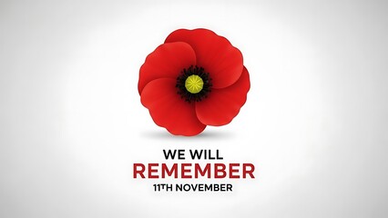 We will remember 11th november remembrance day vector illustration with red poppy