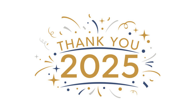 Thank you 2025 typography design representing gratitude year end reflection celebration and positive farewell message
