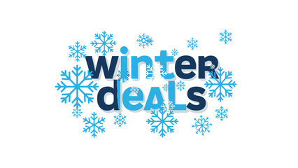 Winter deals typography illustration representing seasonal discounts festive offers and holiday shopping promotion concept