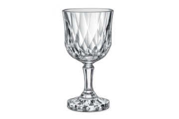 Crystal Wine Glass on transparent background with Intricate Design
