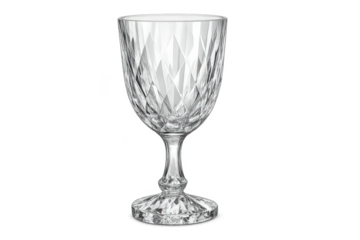 Elegant Crystal Wine Glass with transparent background on black surface