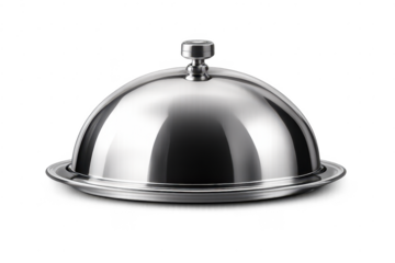 Silver Serving Cloche Lid on a transparent background for food plating