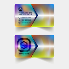 Business card design template with colorful abstract Plastic transparent glass effect gradient Vector