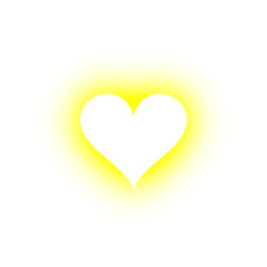 Yellow Soft Neon Glowing Heart Shape Overlay Isolated On Transparent Background PNG