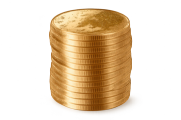 Stack of Gold Coins on a transparent background, Investment and Finance