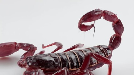 Detailed Close Up of a Scorpion on a White Background.