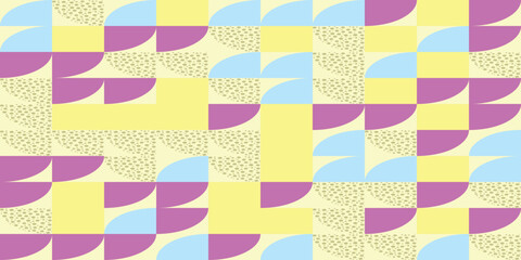 Abstract Geometric Pattern with Pastel Colors and Retro Motifs