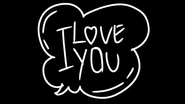 wiggle scribble doodle text i love you Looped hand-drawn animation, 2D animation Cartoon cute doodle icons, wiggle animation stickers, loopable doodle icon.