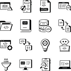 Collection of Coding Line Style Icons 
