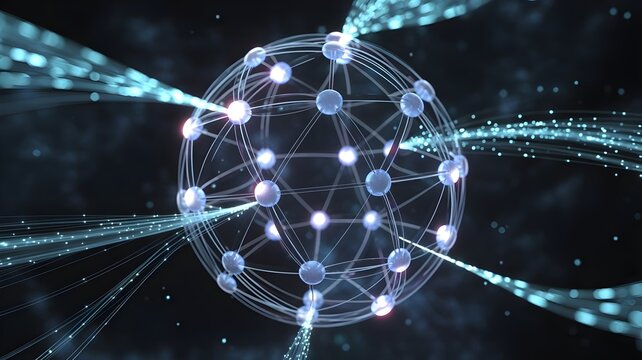 Translucent Network Mesh Sphere Pulsing with Digital Energy – Suitable for information technology, cybersecurity, or global internet concepts. - Powered by Adobe