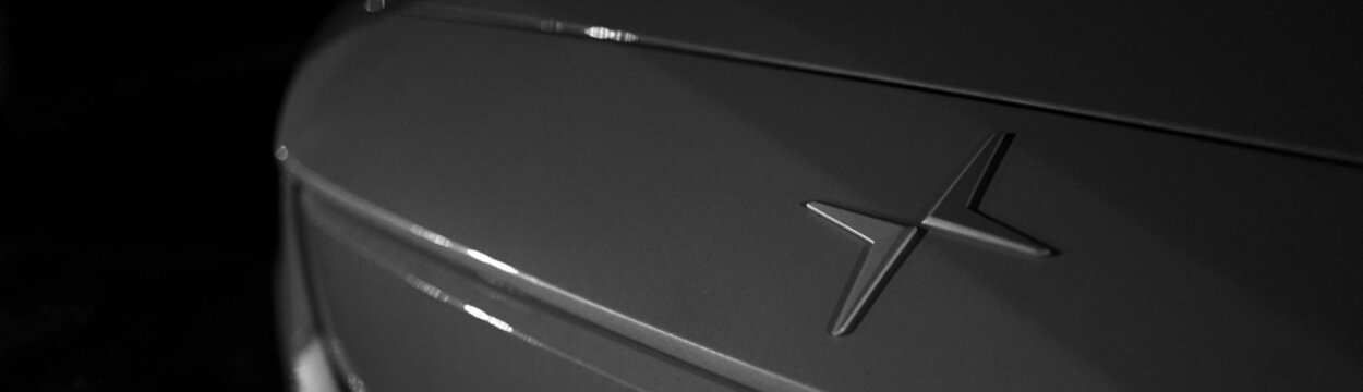 siegen, nrw, germany - 17 12 2025: a polestar electric car sign in black and white