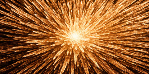 Naklejka premium A vibrant burst of colorful pyrotechnics creates an abstract explosion of bright red and yellow light against the black night sky during a festive holiday celebration party