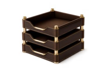 Three tier paper tray with transparent background for desktop storage