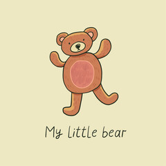 imple cute baby print vector hand drawn illustration with bear.