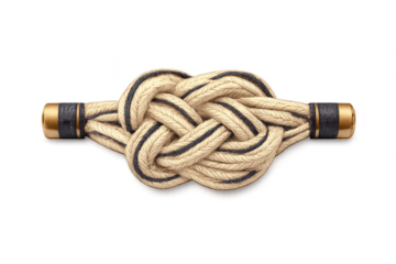 Intricate nautical knot with transparent background on dark surface.