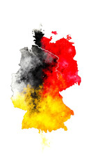 A stylized map of Germany with the country's borders depicted in a colorful abstract manner