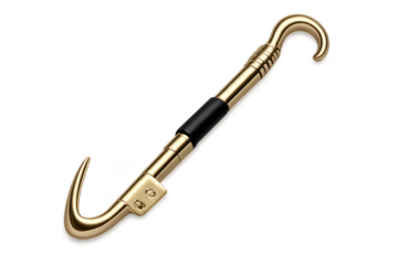 Golden crook with hooks on a transparent background, pharaonic scepter