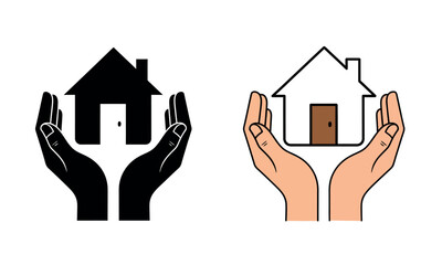 Protecting homes with caring hands an illustration of shelter and safety high quality