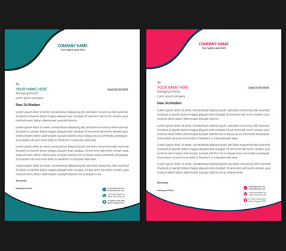 Clean and professional corporate company business letterhead template design with color variation bundle