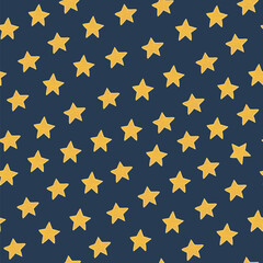 Night sky stars background vector seamless pattern.