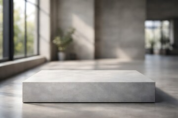 Minimalist concrete slab in modern interior