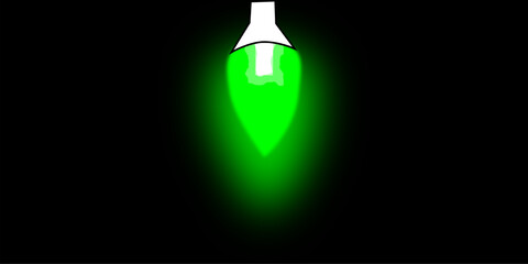 A vibrant green glowing light bulb illuminates a dark background, creating a striking contrast with its luminous glow.