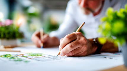 Clean studio shot of a civil engineer designing bridges structural diagrams